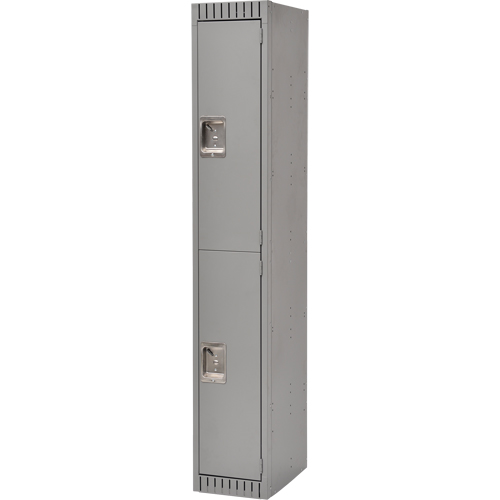 Lockers, 2 -tier, 12" x 18" x 72", Steel, Grey, Rivet (Assembled) Pronet Distribution