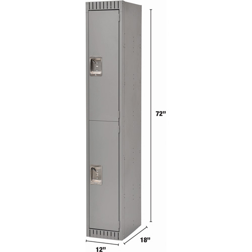 Lockers, 2 -tier, 12" x 18" x 72", Steel, Grey, Rivet (Assembled) Pronet Distribution