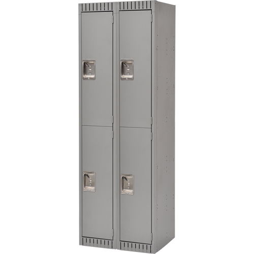 Lockers, 2 -tier, Bank of 2, 24" x 18" x 72", Steel, Grey, Knocked Down Pronet Distribution