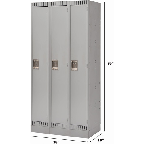 Casiers, Bloc de 3, 36" x 18" x 76", Acier, Gris, D&eacute;mont&eacute; Pronet Distribution
