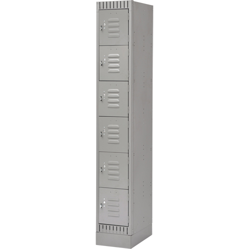 Lockers, 6 -tier, 12" x 18" x 76", Steel, Grey, Knocked Down Pronet Distribution