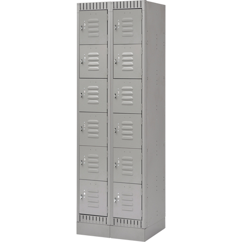 Casiers, 6 niveaux, Bloc de 2, 24" x 18" x 76", Acier, Gris, D&eacute;mont&eacute; Pronet Distribution