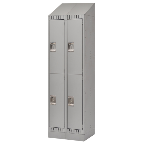 Casiers, 2 niveaux, Bloc de 2, 24" x 18" x 86", Acier, Gris, D&eacute;mont&eacute; Pronet Distribution