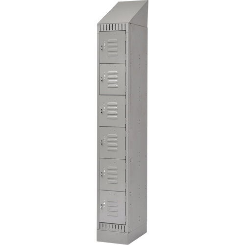 Lockers, 6 -tier, 12" x 18" x 86", Steel, Grey, Knocked Down Pronet Distribution