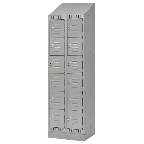 Casiers, 6 niveaux, Bloc de 2, 24" x 18" x 86", Acier, Gris, D&eacute;mont&eacute; Pronet Distribution