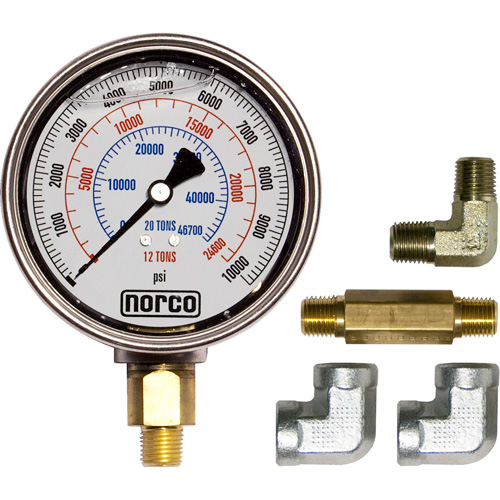 Manom&egrave;tre hydraulique avec raccords,  4", Fixation inf&eacute;rieure, Analogique Pronet Distribution