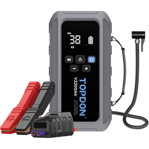 V2200Air 2-en-1: d&eacute;marreur de secours de 1200 A de pointe et gonfleur de pneus Pronet Distribution