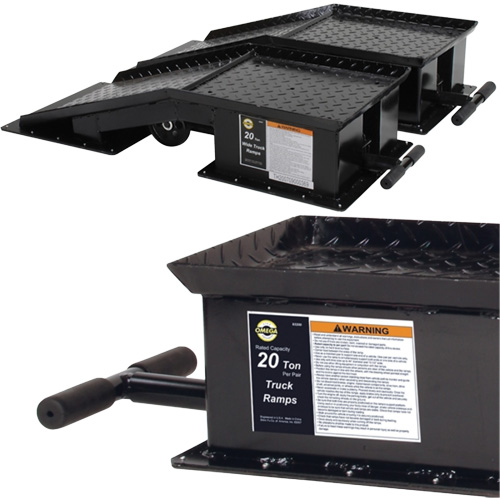Heavy-Duty Truck Ramps with Long T-Handle, 40000 lbs. Capacity, 45" L, 13-1/2" W, 9-19/50" H Pronet Distribution