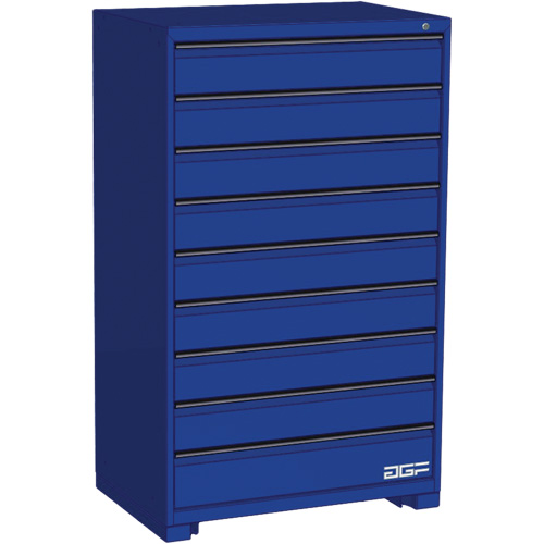 Armoire &agrave; tiroirs modulaire, 9 tiroirs, 36" la x 24" p x 60" h, Bleu Pronet Distribution