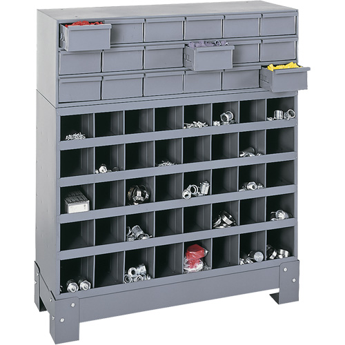 Modular Small Parts Storage Unit, Steel, 18 Drawers, 33-3/4" x 12-1/4" x 40-1/2", Grey Pronet Distribution