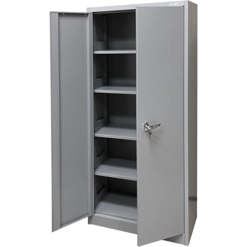 Armoire de rangement, Acier, 4 Tablettes, 66" h x 30" la x 15" P, Gris Pronet Distribution
