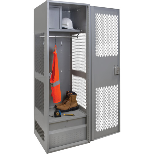 Gear Locker with Door, Steel, 24" W x 24" D x 72" H, Grey Pronet Distribution