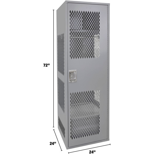 Gear Locker with Door, Steel, 24" W x 24" D x 72" H, Grey Pronet Distribution