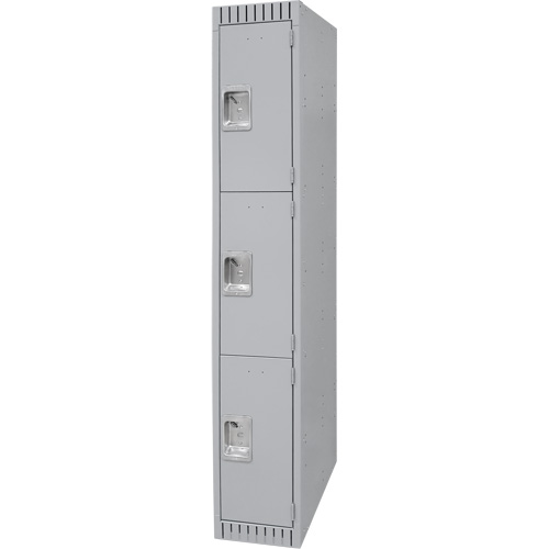 Lockers, 3 -tier, 12" x 18" x 72", Steel, Grey, Knocked Down Pronet Distribution