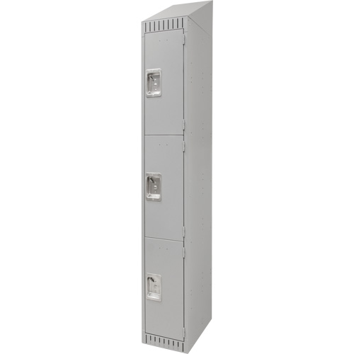 Lockers, 3 -tier, 12" x 18" x 82", Steel, Grey, Knocked Down Pronet Distribution