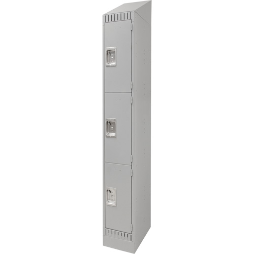 Lockers, 3 -tier, 12" x 18" x 86", Steel, Grey, Knocked Down Pronet Distribution
