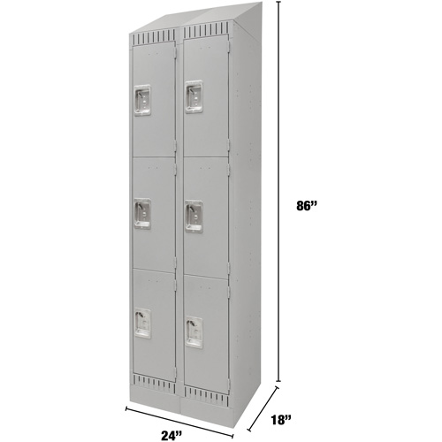 Casiers, 3 niveaux, Bloc de 2, 24" x 18" x 86", Acier, Gris, D&eacute;mont&eacute; Pronet Distribution