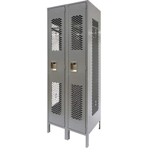 Casiers ventil&eacute;s, Bloc de 2, 24" x 18" x 78", Acier, Gris, D&eacute;mont&eacute;, Perfor&eacute; Pronet Distribution