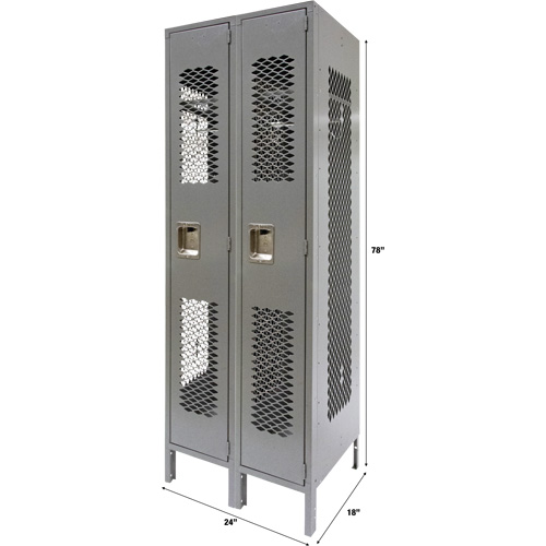 Casiers ventil&eacute;s, Bloc de 2, 24" x 18" x 78", Acier, Gris, D&eacute;mont&eacute;, Perfor&eacute; Pronet Distribution