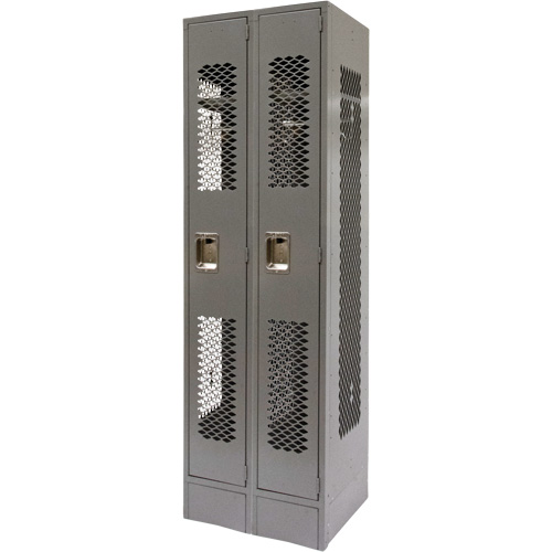 Vented Lockers, Bank of 2, 24" x 18" x 78", Steel, Grey, Knocked Down, Perforated Pronet Distribution