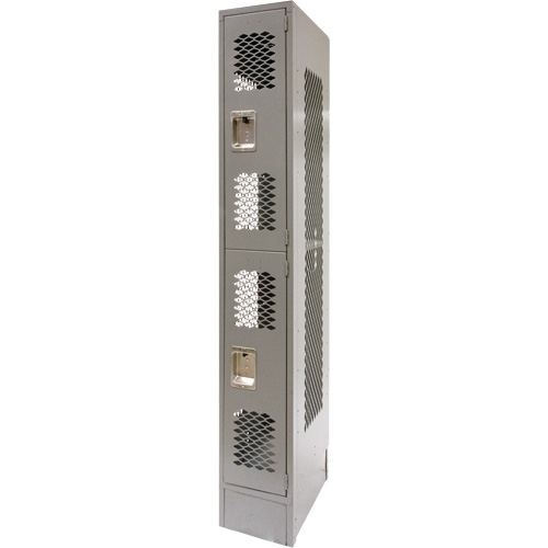 Casiers ventil&eacute;s, 2 niveaux, 12" x 18" x 78", Acier, Gris, D&eacute;mont&eacute;, Perfor&eacute; Pronet Distribution
