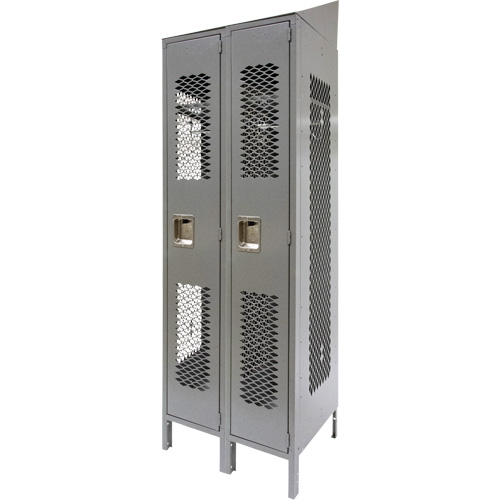 Casiers ventil&eacute;s, Bloc de 2, 24" x 18" x 88", Acier, Gris, D&eacute;mont&eacute;, Perfor&eacute; Pronet Distribution