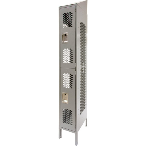 Casiers ventil&eacute;s, 2 niveaux, 12" x 18" x 88", Acier, Gris, D&eacute;mont&eacute;, Perfor&eacute; Pronet Distribution