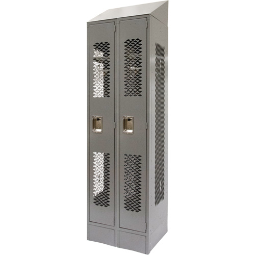 Casiers ventil&eacute;s, Bloc de 2, 24" x 18" x 88", Acier, Gris, D&eacute;mont&eacute;, Perfor&eacute; Pronet Distribution