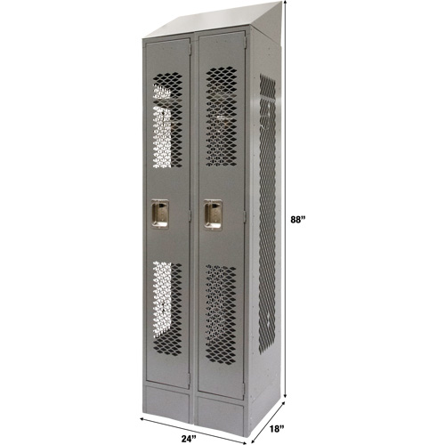 Casiers ventil&eacute;s, Bloc de 2, 24" x 18" x 88", Acier, Gris, D&eacute;mont&eacute;, Perfor&eacute; Pronet Distribution