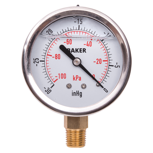 Manom&egrave;tres,  2-1/2", 30" Hg-0" Vac, Fixation inf&eacute;rieure, Analogique rempli de liquide Pronet Distribution