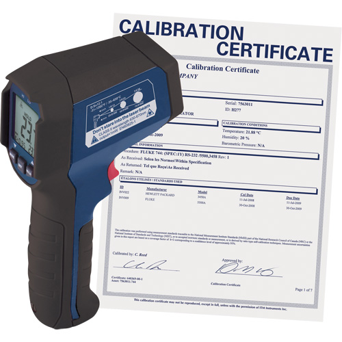 Thermom&egrave;tre &agrave; infrarouge avec certificat de calibration, -31°- 1202° F ( -35° - 650° C ), 12:1, &eacute;missivit&eacute; Ajustable Pronet Distribution