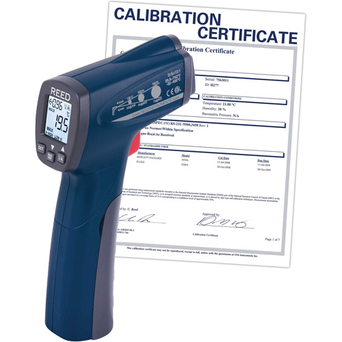 Thermom&egrave;tre &agrave; infrarouge avec certificat de calibration, -25,6°- 752° F ( -32° - 400° C ), 12:1, &eacute;missivit&eacute; Ajustable Pronet Distribution