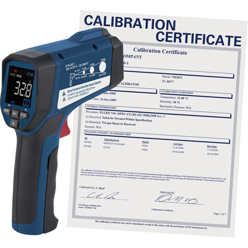 Thermom&egrave;tre &agrave; infrarouge professionnel avec certificat de calibration, -26 - 1472° F ( -32 - 800° C ), 30:1, &eacute;missivit&eacute; Ajustable Pronet Distribution