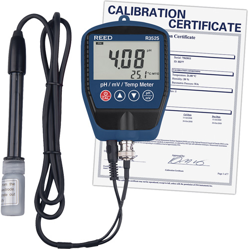 pH/mV-m&egrave;tre avec temp&eacute;rature, comprend un certificat de calibration Pronet Distribution