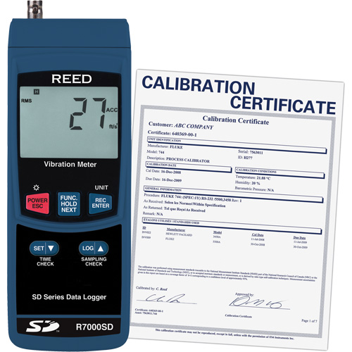 Data Logging Vibration Meter with Calibration Certificate, 10% - 85% RH, 32°- 122° F ( 0° - 50° C ) Pronet Distribution