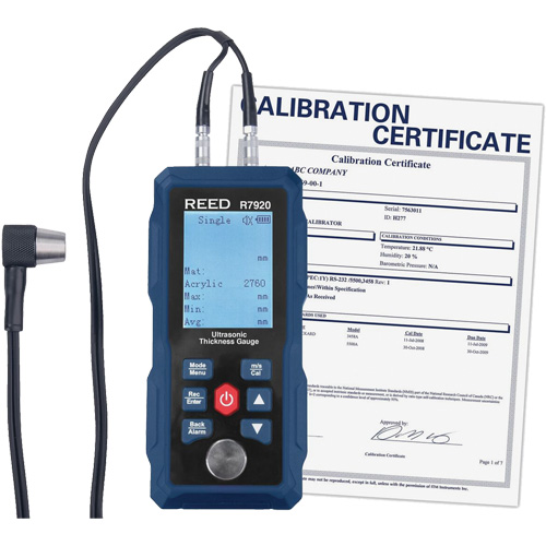 Thickness Gauge with Calibration Certificate, Digital Display, Ultrasound, 0.04" - 11.8" (1 mm - 300 mm) Range Pronet Distribution