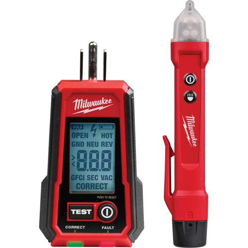 Voltage Detector with LED & GFCI Receptacle Tester Kit, 50 V - 1000 V, Display & Sound Alert Pronet Distribution