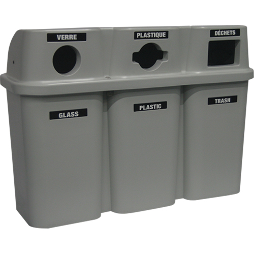 Contenants de recyclage Bullseye, Bord de rue, Plastique, 3 x 22 gal. US Pronet Distribution
