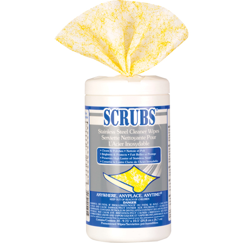 Stainless Steel Cleaner Wipes, 30 Wipes, 10-1/2" x 9-3/4" Pronet Distribution