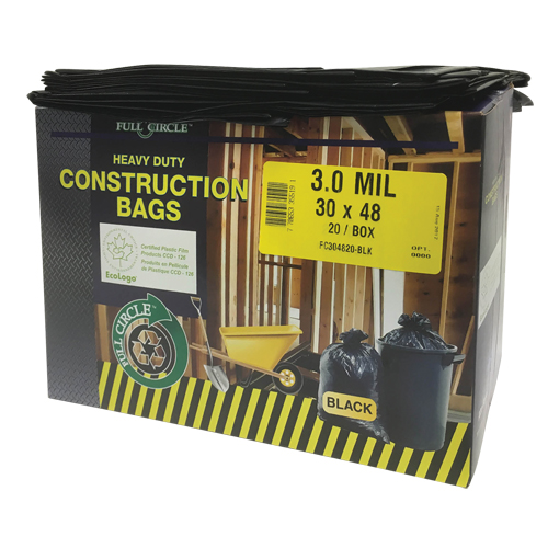 Sacs pour d&eacute;chets pour entrepreneurs, Fort, 30" la x 48" lo, 3 mils, Noir, Capacit&eacute; 113,56 L (30 gal.) Pronet Distribution