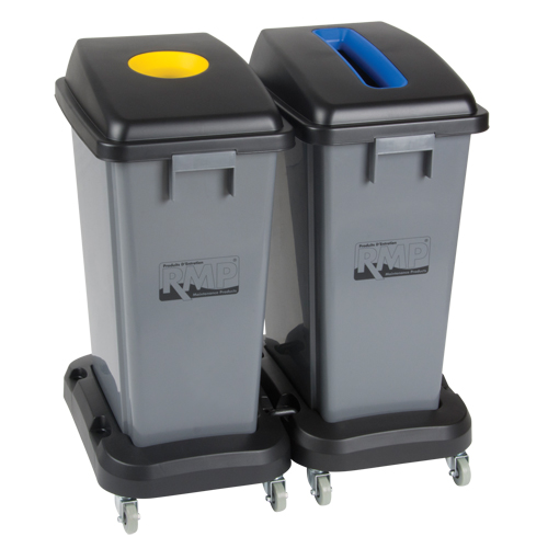 Socle roulant pour contenant &agrave; d&eacute;chets & &agrave; recyclage, Polypropyl&egrave;ne, Noir, Convient aux contenants  Pronet Distribution