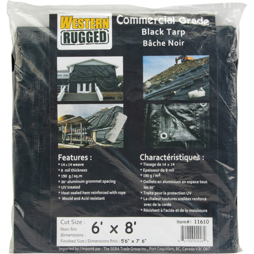 Tarp, Light Industrial Duty, Black, 6' x 8' x 8 mils Pronet Distribution
