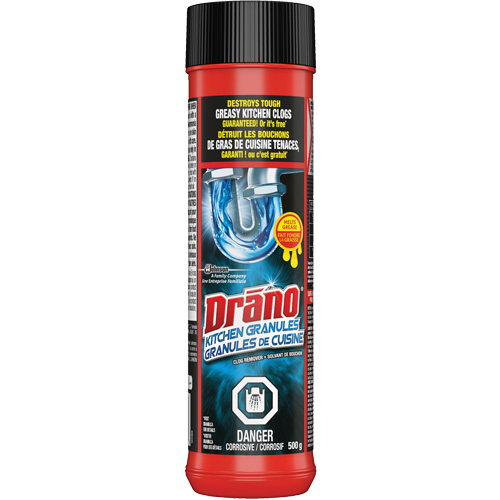 Granules nettoyantes pour drain d&eacute;vier de cuisine de Drano Pronet Distribution