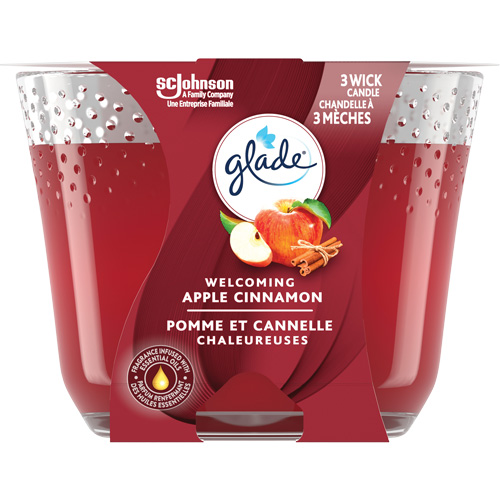 Chandelle &agrave; trois m&egrave;ches Glade, Pomme cannelle Pronet Distribution