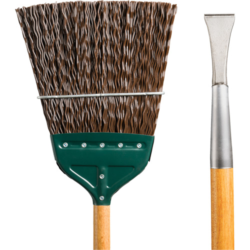 Balai d'aiguillage et de cantonnier avec ciseau robuste forg&eacute;, Manche en Bois, Soies en Polypropyl&egrave;ne, 55" lo Pronet Distribution