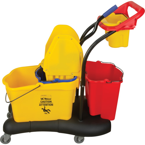 Chariot &agrave; vadrouille multifonction, Pression vers le bas, 9,5 gal. US (38 pintes), Jaune Pronet Distribution