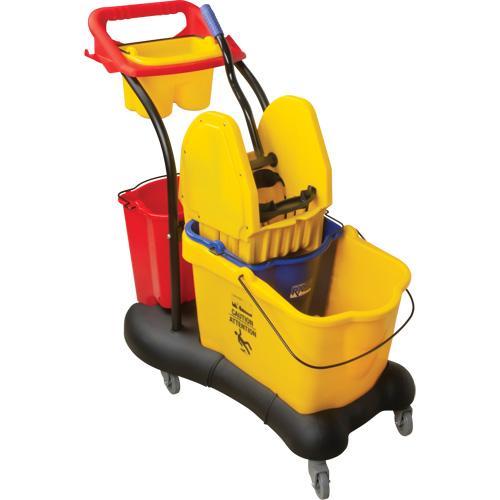 Chariot &agrave; vadrouille multifonction, Pression vers le bas, 9,5 gal. US (38 pintes), Jaune Pronet Distribution