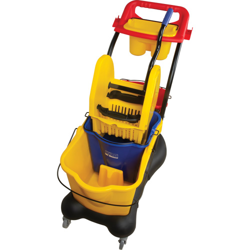 Chariot &agrave; vadrouille multifonction, Pression vers le bas, 9,5 gal. US (38 pintes), Jaune Pronet Distribution