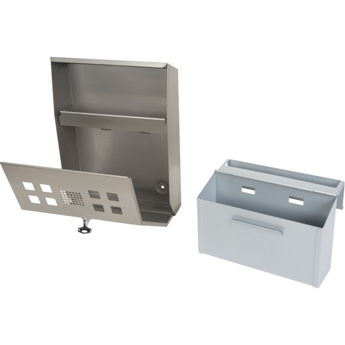 Cendrier, Montage mural, Acier inoxydable, Capacit&eacute; 1.6 Litres, Hauteur 13-4/5" Pronet Distribution