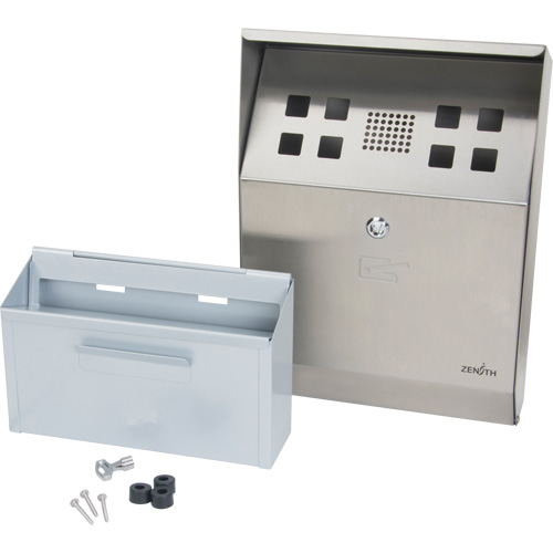 Cendrier, Montage mural, Acier inoxydable, Capacit&eacute; 1.6 Litres, Hauteur 13-4/5" Pronet Distribution